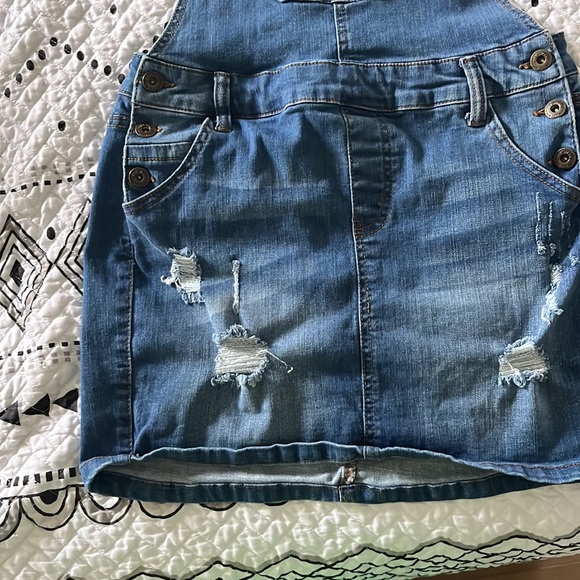 Denim overall distressed dress - Picture 3 of 3